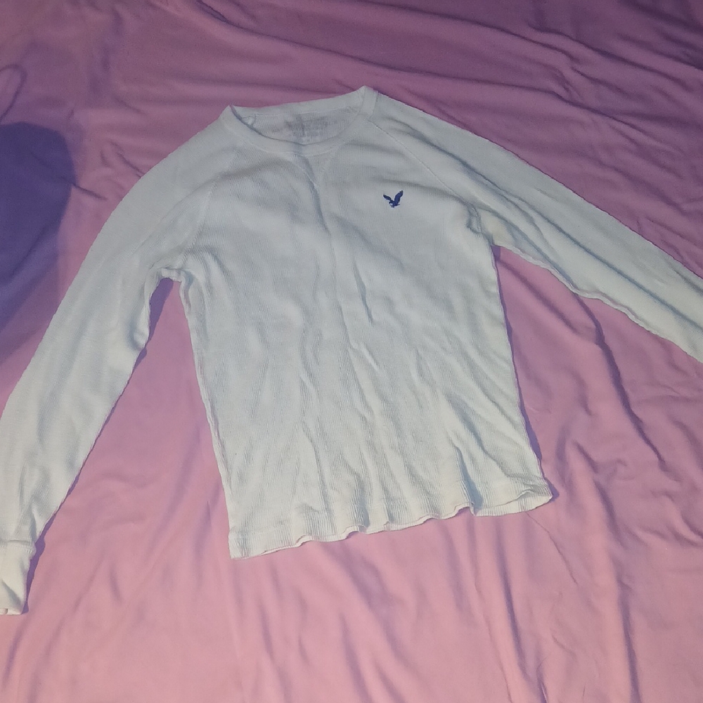 American Eagle Outfitters White Long Sleeve Tee Casual Knit